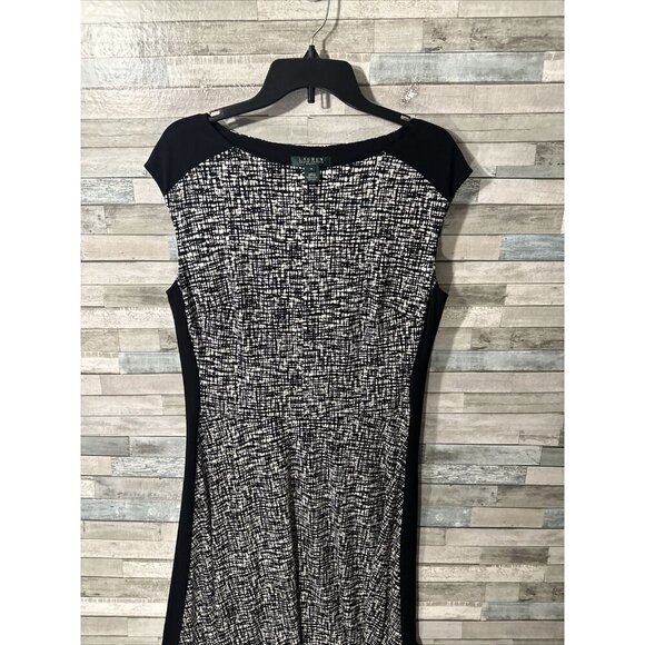 Women’s Lauren Ralph Lauren Sleeveless Dress Black White Plus Size 14 - Picture 3 of 16